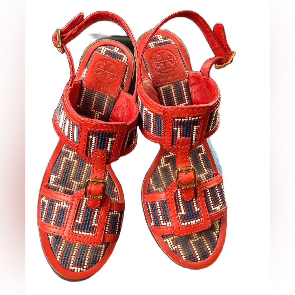Tory Burch Leather T-Strap High Heel Sandals Women’s 7.5
